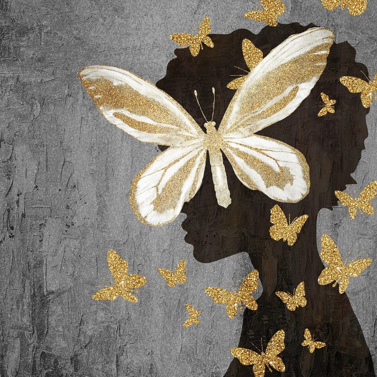 Golden Butterfly Silhouette II