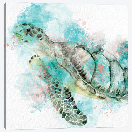 Turtle Swim Canvas Print #KAL1619} by Kimberly Allen Canvas Print