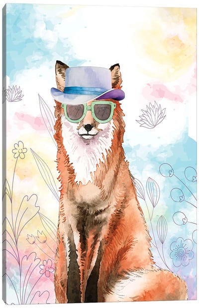 Top Hat Fox Canvas Art Print - Glasses & Eyewear Art