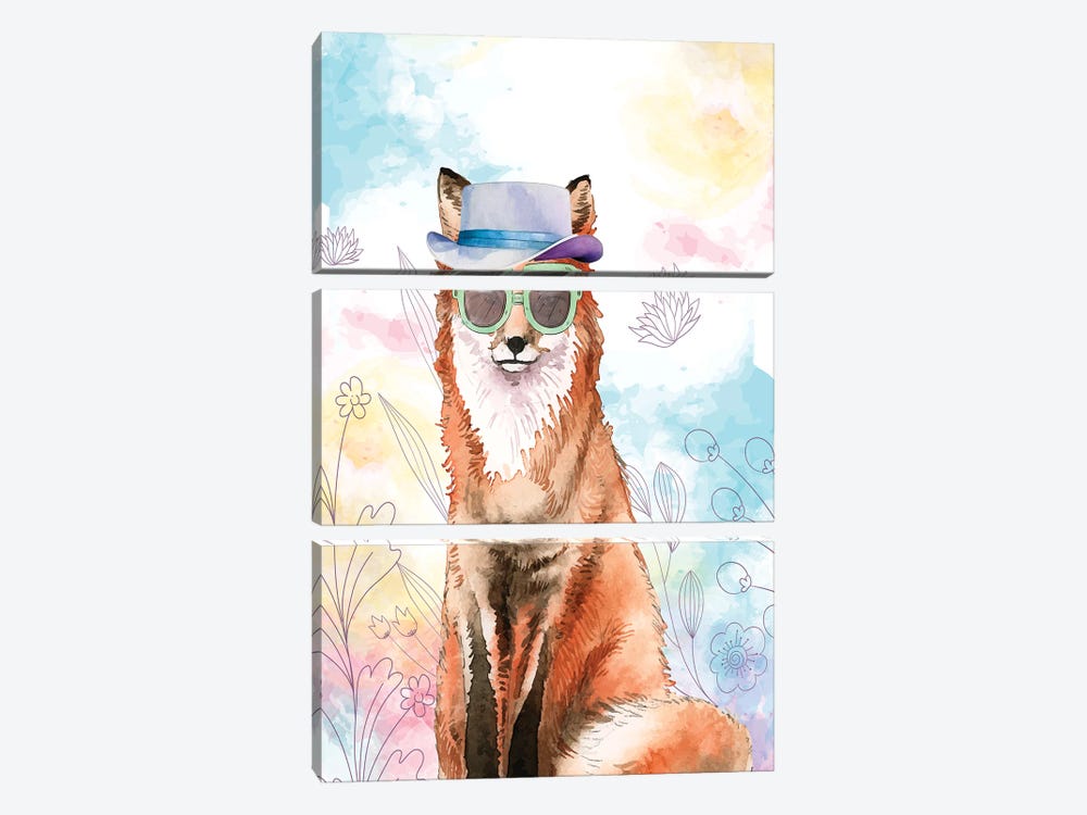 Top Hat Fox by Kimberly Allen 3-piece Canvas Print