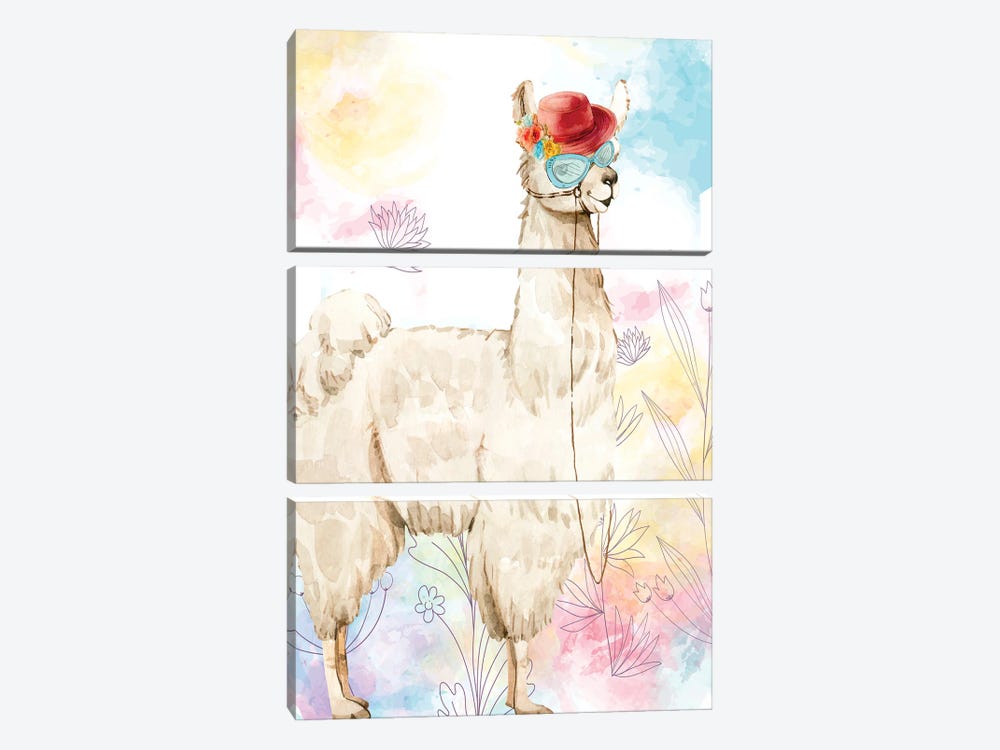 Top Hat Llama by Kimberly Allen 3-piece Canvas Wall Art