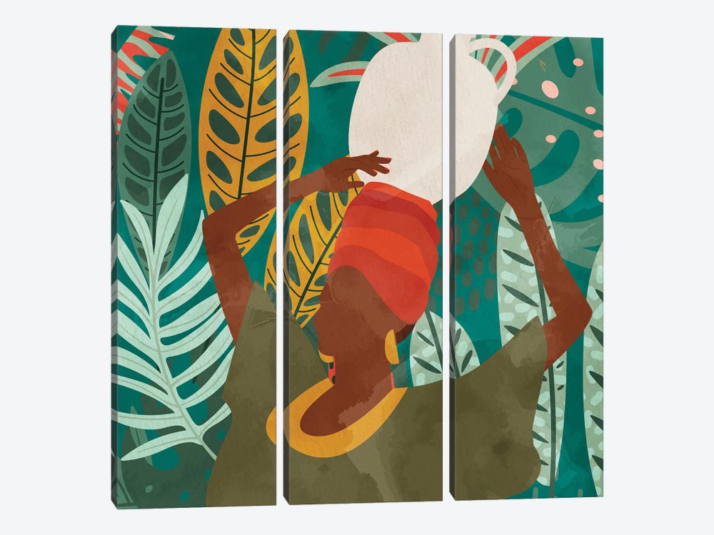 Palm Walk I by Kimberly Allen 3-piece Canvas Print