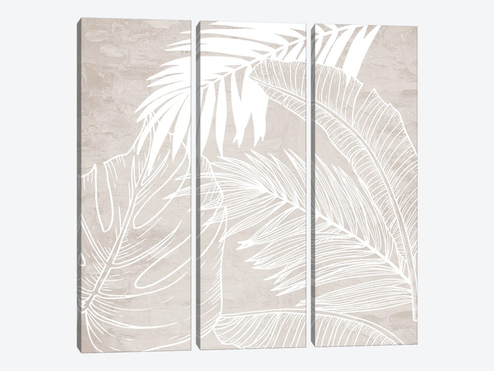 White and Cream Palms I by Kimberly Allen 3-piece Canvas Art Print