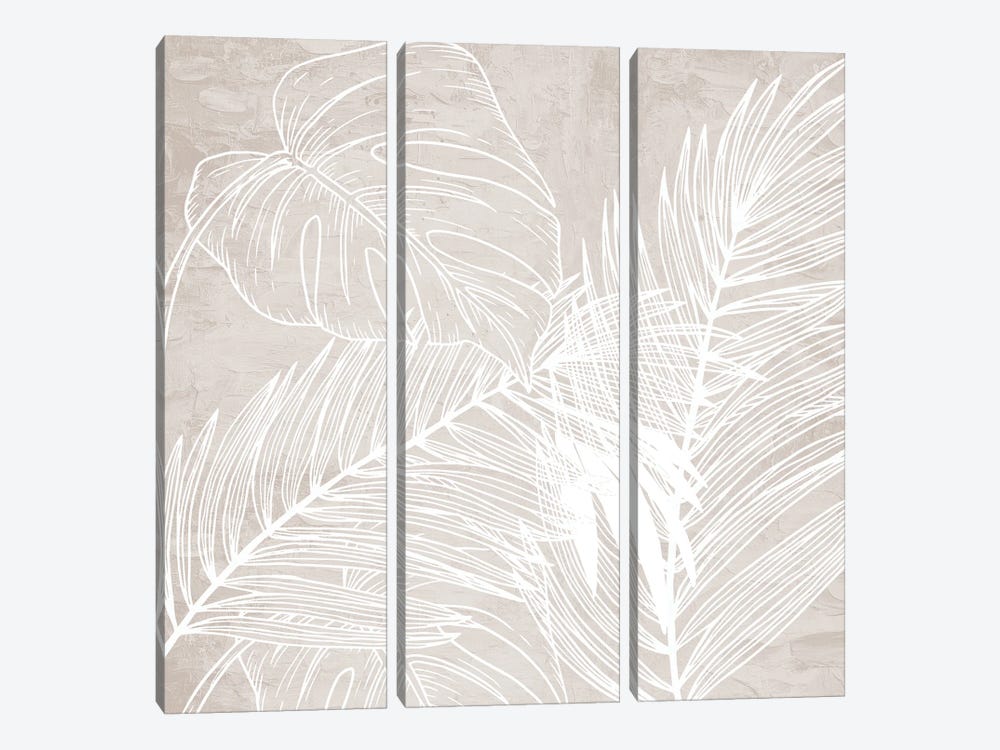 White and Cream Palms II by Kimberly Allen 3-piece Canvas Wall Art
