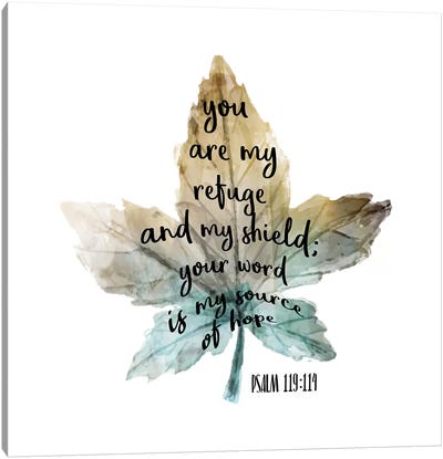 Psalm Leaf I Canvas Art Print - Motivational Typography