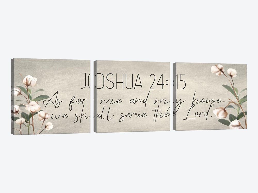 Joshua 24:15 Cotton by Kimberly Allen 3-piece Canvas Print