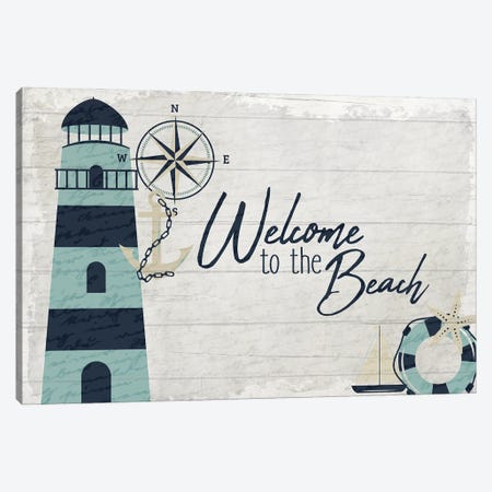 Welcome to the Beach Canvas Print #KAL290} by Kimberly Allen Canvas Art Print