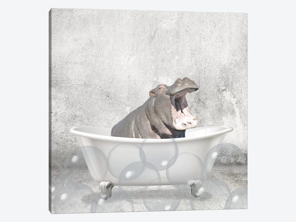 Baby Hippo Bath by Kimberly Allen 1-piece Canvas Art Print