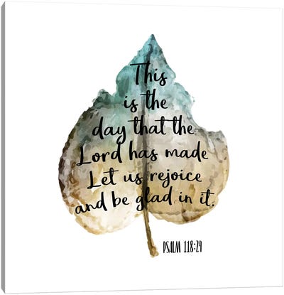 Psalm Leaf II Canvas Art Print - Bible Verse Art