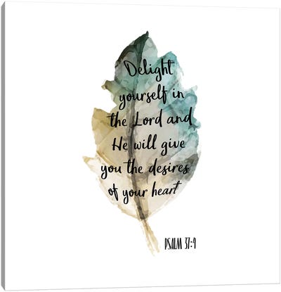 Psalm Leaf IV Canvas Art Print - Bible Verse Art
