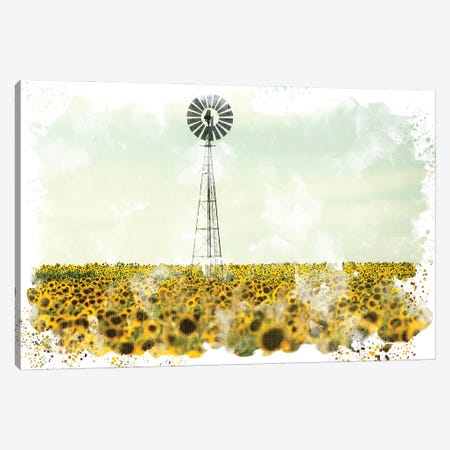 Windmill Sunflowers Canvas Print #KAL517} by Kimberly Allen Canvas Print
