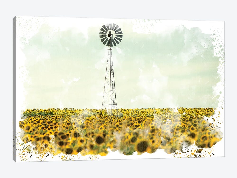 Windmill Sunflowers by Kimberly Allen 1-piece Canvas Art Print