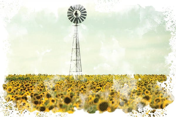 French Country Décor: Windmill Sunflowers by Kimberly Allen