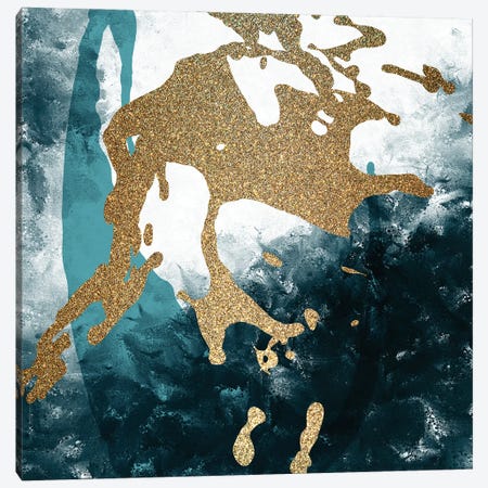 Teal Gold Splash II Canvas Print #KAL550} by Kimberly Allen Canvas Artwork
