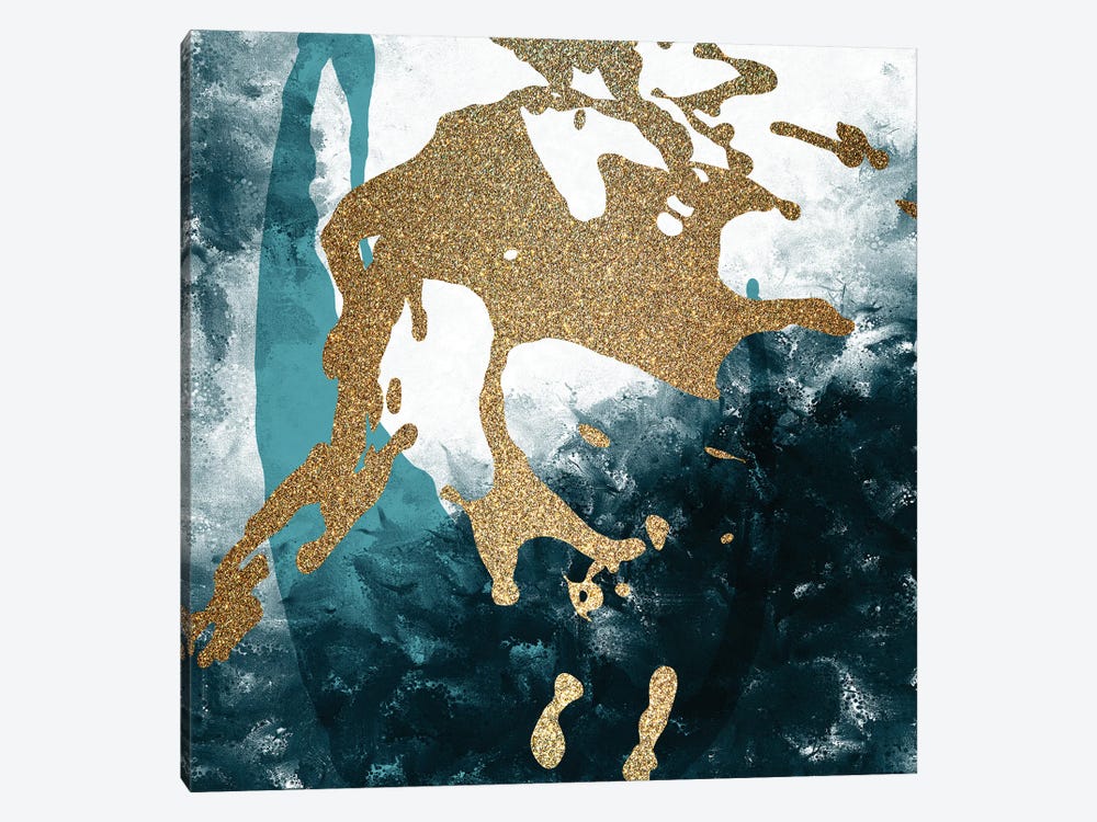 Teal Gold Splash II by Kimberly Allen 1-piece Canvas Art