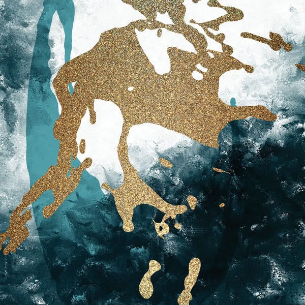 Blue & Gold: Teal Gold Splash II by Kimberly Allen