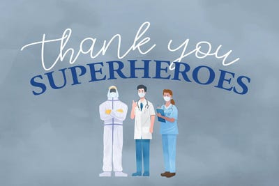 Thank You Superheroes by Kimberly Allen framed canvas print