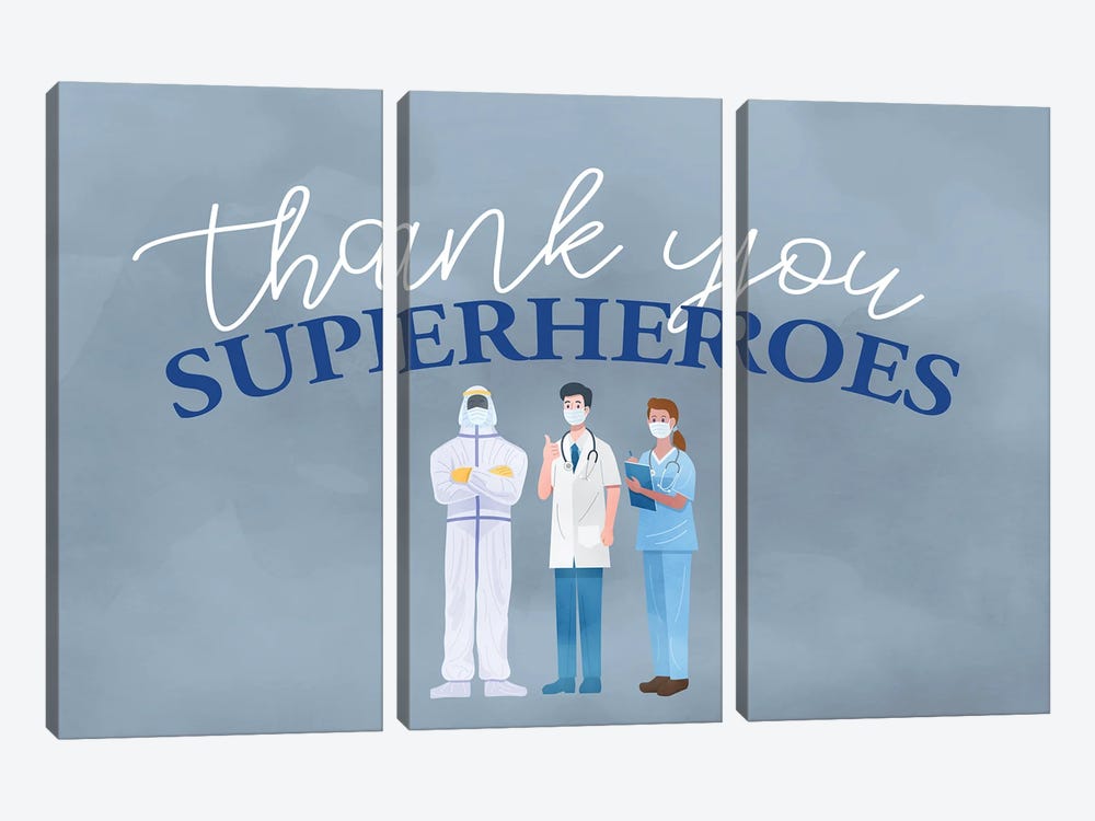 Thank You Superheroes by Kimberly Allen 3-piece Canvas Art Print