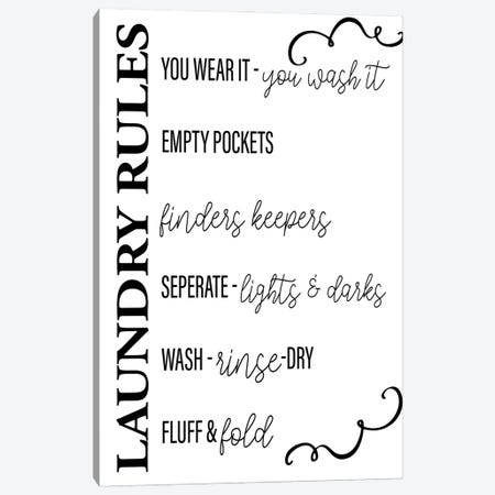 Laundry Rules Canvas Print #KAL635} by Kimberly Allen Canvas Artwork