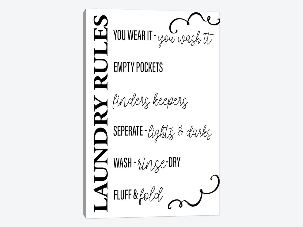 Laundry Rules by Kimberly Allen 1-piece Canvas Art Print