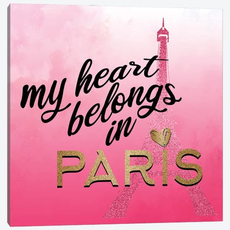 In Paris Hearts I Canvas Print #KAL813} by Kimberly Allen Art Print