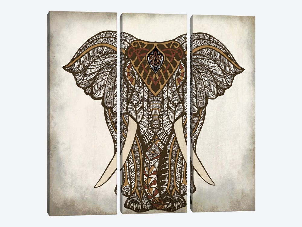 Mandala Elephant by Kimberly Allen 3-piece Canvas Art Print