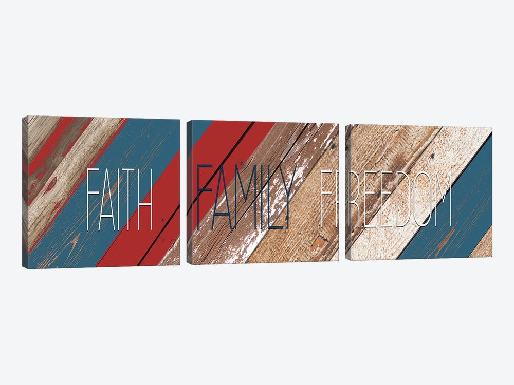 Faith Family Freedom by Kimberly Allen 3-piece Canvas Artwork