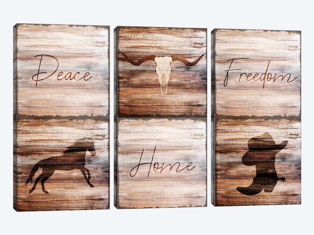 Peace Home Freedom by Kimberly Allen 3-piece Canvas Art Print