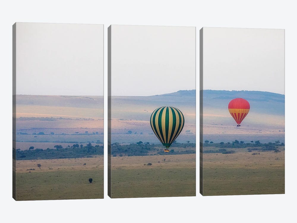 Hot Air Balloons Over Kenya I by Kathy Mansfield 3-piece Canvas Wall Art