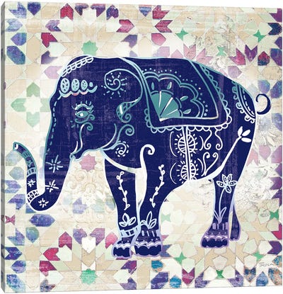 Painted Elephant II Canvas Art Print - Katrina Craven