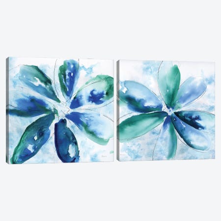 Be Bold Blue Diptych Canvas Print Set #KAT2HSET001} by Katrina Craven Canvas Artwork