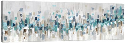 Blue Staccato Canvas Art Print - 3-Piece Panoramic Art
