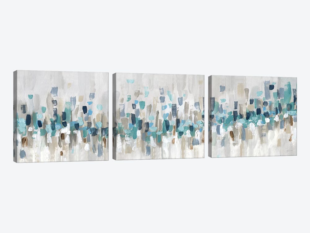 Blue Staccato by Katrina Craven 3-piece Canvas Wall Art