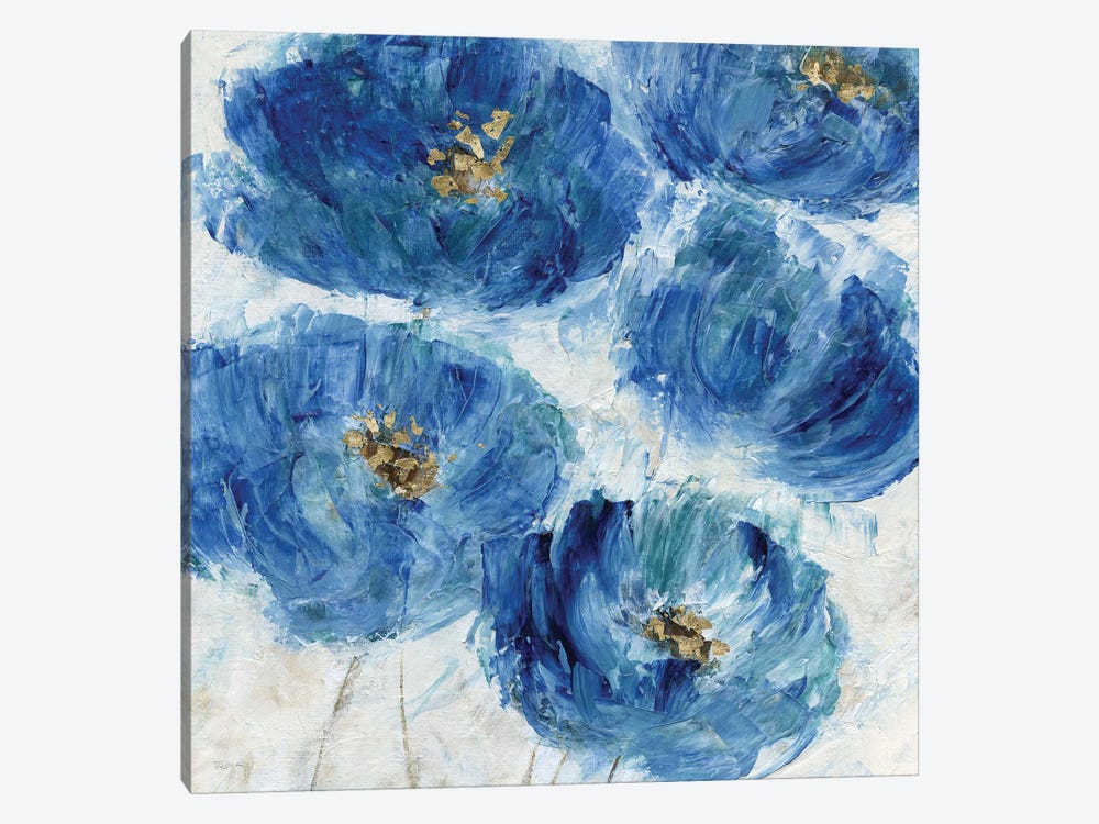 Blue Floral Fleck by Katrina Craven 1-piece Canvas Art Print