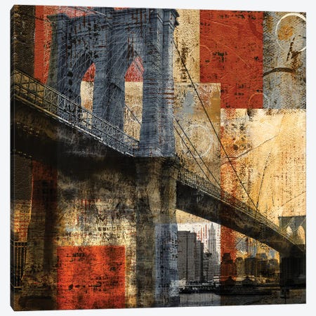 Brooklyn Bridge Canvas Print #KAT57} by Katrina Craven Art Print