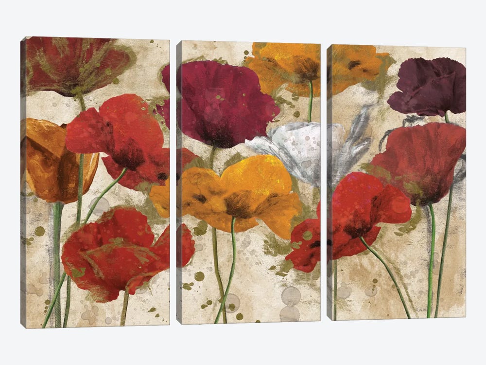 Happy Flowers by Katrina Craven 3-piece Canvas Art