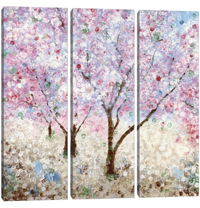Cherry Blossom Festival II Canvas Art Print - 3-Piece Tree Art