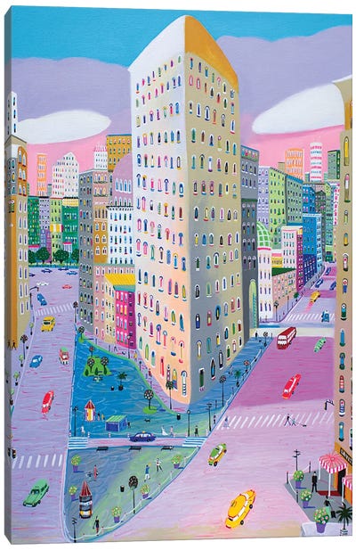 Life Never Stops In New York Canvas Art Print - Flatiron Building