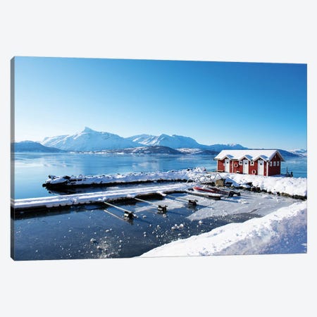 Fishing Dock on the Fjord Canvas Print #KAW7} by Kali Wilson Canvas Art