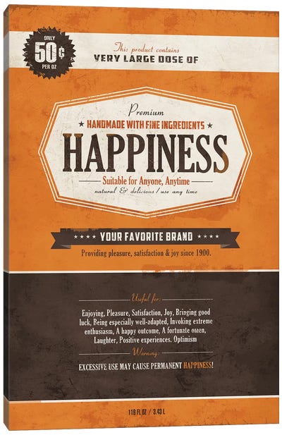 Happiness Canvas Art Print - Vintage Posters