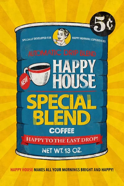 Vintage Kitchen Posters: Happy House by Ester Kay