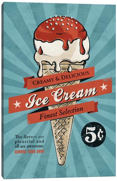 Ice Cream Canvas Art Print - Vintage Kitchen Posters