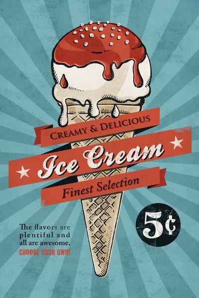 Vintage Kitchen Posters: Ice Cream by Ester Kay