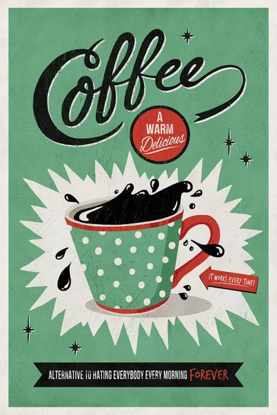 Vintage Kitchen Posters: Saved By Coffee by Ester Kay