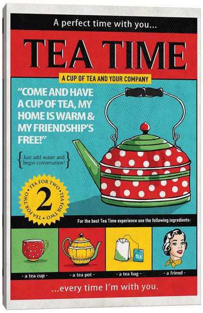 Tea Time Canvas Art Print - Vintage Kitchen Posters
