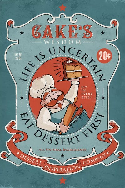 Vintage Kitchen Posters: Dessert First by Ester Kay