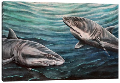 Lovers With Appetite Canvas Art Print - Shark Art