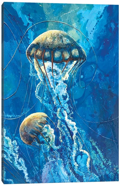 The Energetic Flow I Canvas Art Print - Jellyfish Art