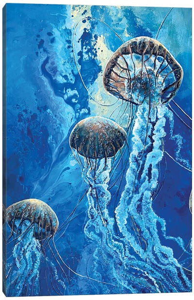 The Energetic Flow III Canvas Art Print - Jellyfish Art