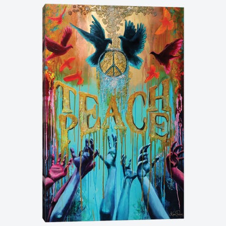 Teach Peace Canvas Print #KBA89} by Karin Brauns Canvas Wall Art